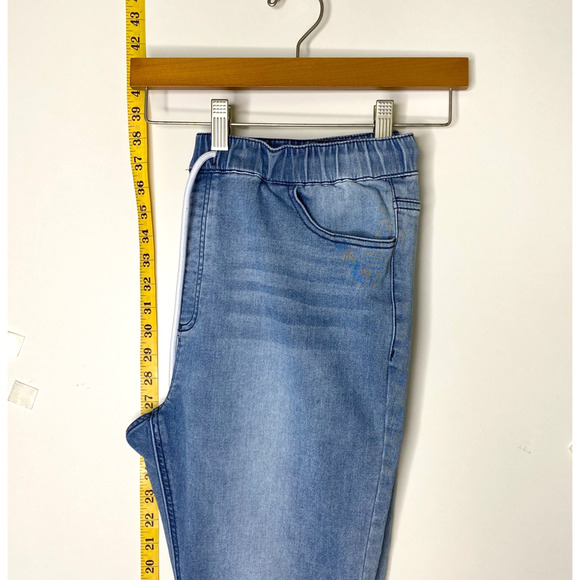 Forever 21 Mens Large Blue Stretch Joggers Comfort Athleisure Denim Look - Picture 12 of 14